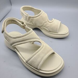 Vince Womens Sandals Size 9/ 40 Ivory Suede Fresca Flat Strappy Shoes New